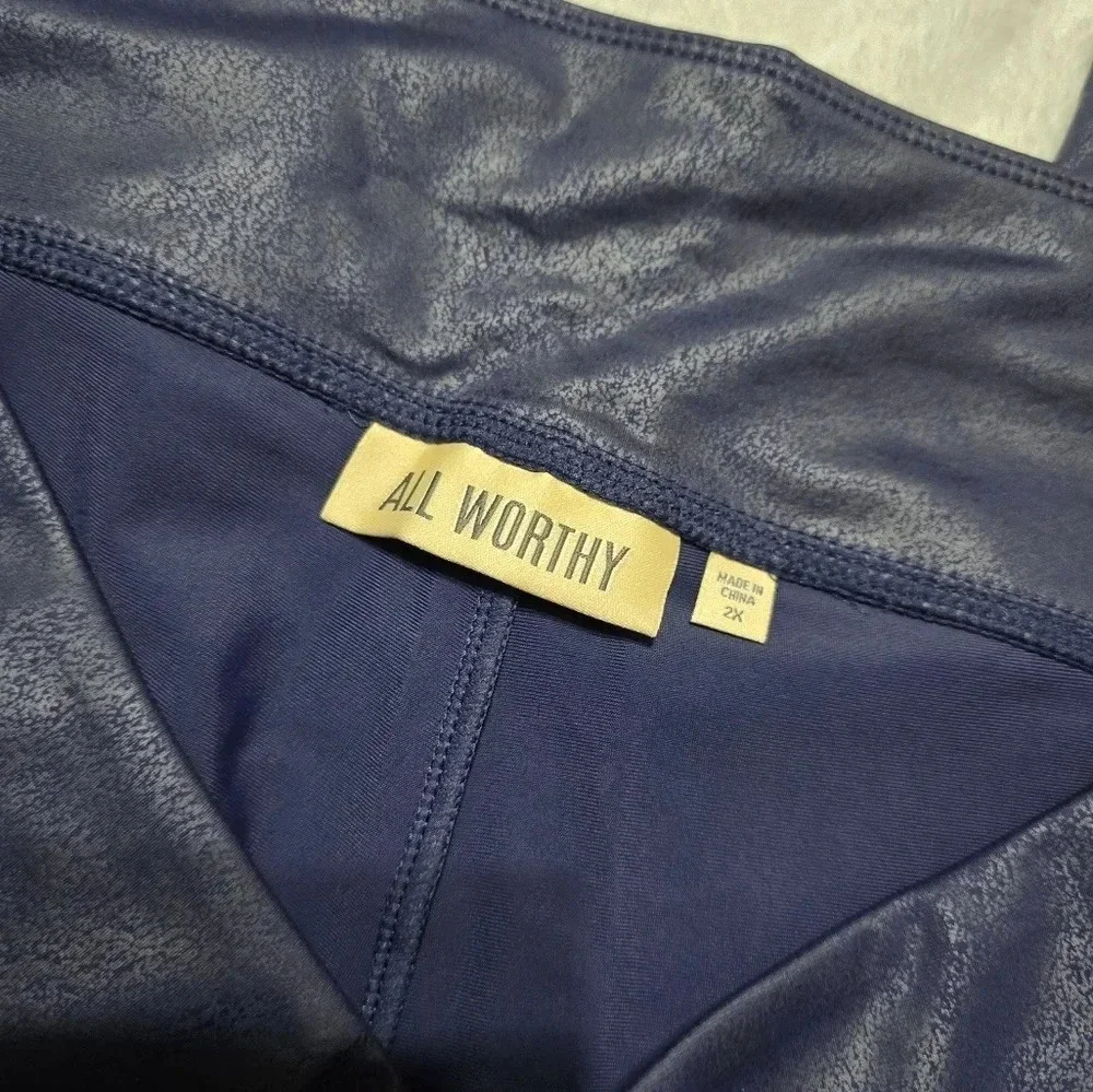All Worthy by Hunter McGrady Navy Blue Coated High Rise Leggings, Size 2X, EUC! - Picture 5 of 7